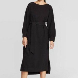 Long Sleeve Boat Neck Midi Shift Dress - Prologue